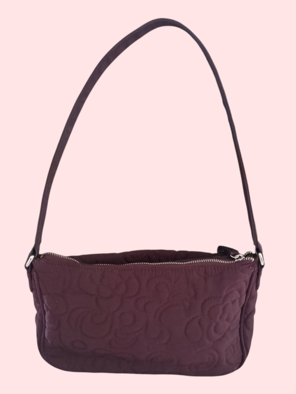 Vera Bradley Deep Plum Quilted With Floral Interior Shoulder Bag EUC - Picture 4 of 8